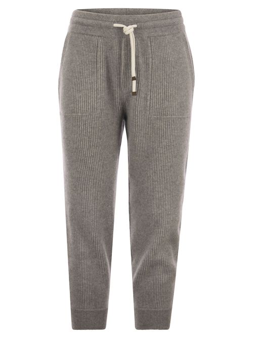 Cashmere Rib Knit Joggers With Drawstring