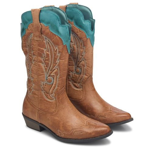Women's Cimmaron Cowboy Boots (Tan/Turquoise)