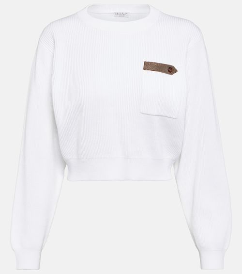 Cotton jersey cropped sweater