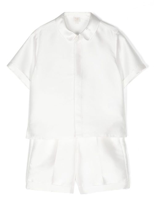 Tailored satin short set - White