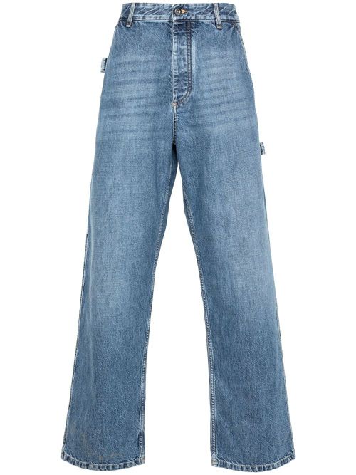 Blue Straight-Leg Carpenter Jeans - Men's - Cotton/Polyester