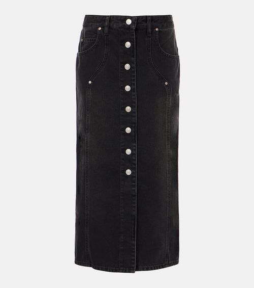 Vandy high-rise denim midi skirt