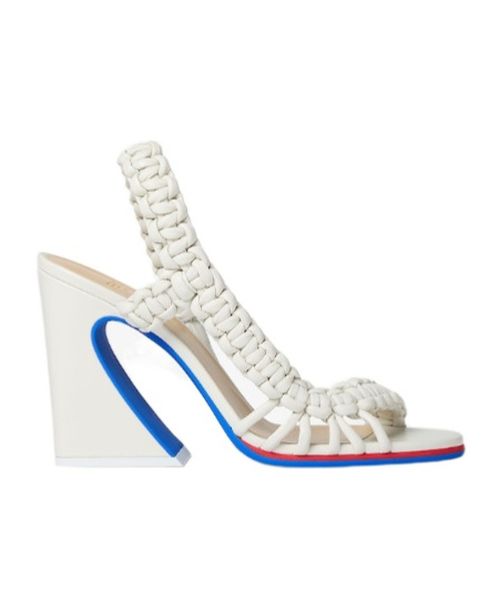 White leather high-heeled sandals