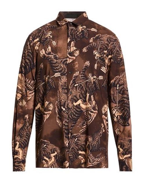 Man Shirt Brown Size 38 Cotton, Viscose