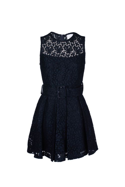 Lace-detail sleeveless mini dress - Blue