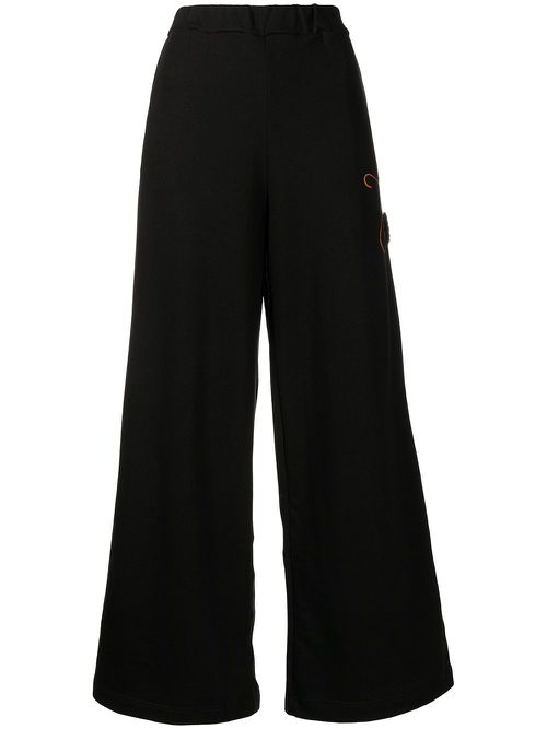 Elasticated straight trousers - Black