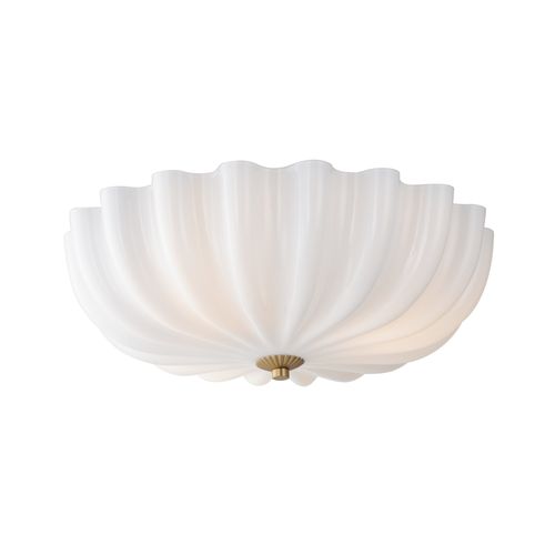 White Natural Aged Brass Wall Sconce Flush Mount from the Bundt Collection