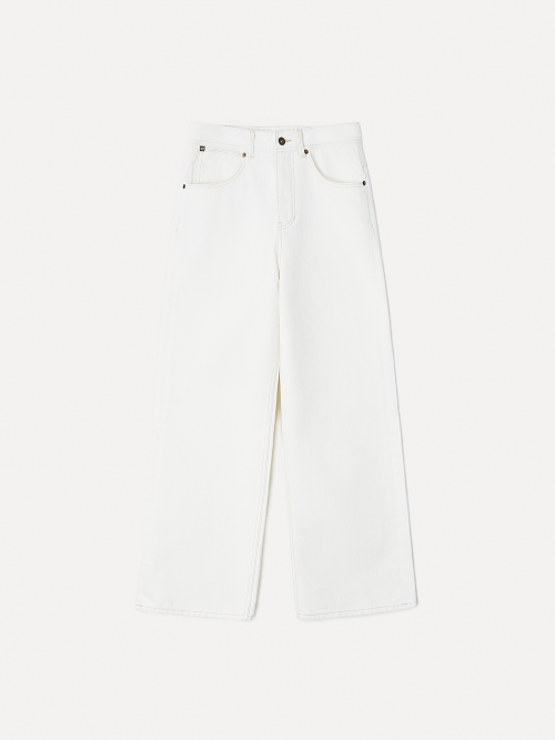 Elwood cinchback wide fit jeans white