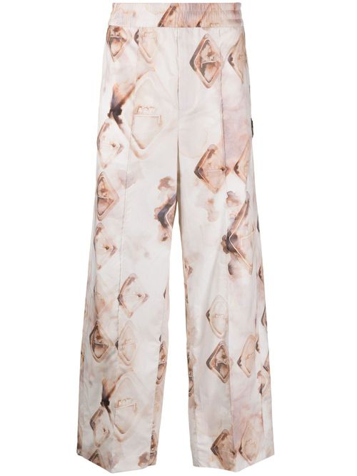 Rhombus logo-print cotton trousers - Neutrals