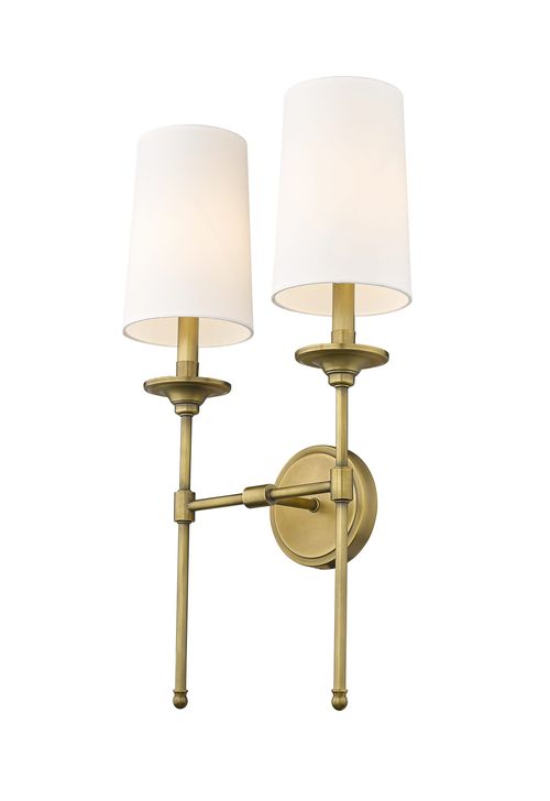 Emily 2-Light Wall Sconce In Rubbed Bra