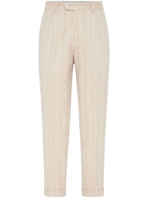 Striped tapered trousers - Neutrals