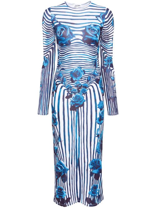 Flower Body Morphing midi dress - White