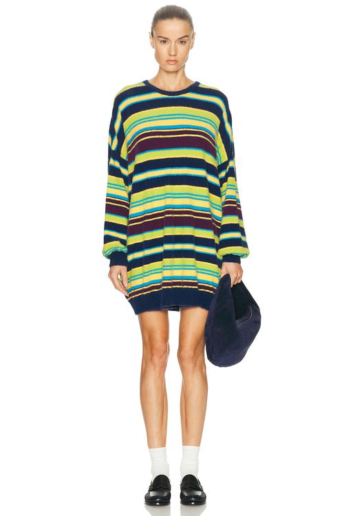 American Vintage Pluzy Sweater in Rayures Multicolores - Blue,Yellow. a