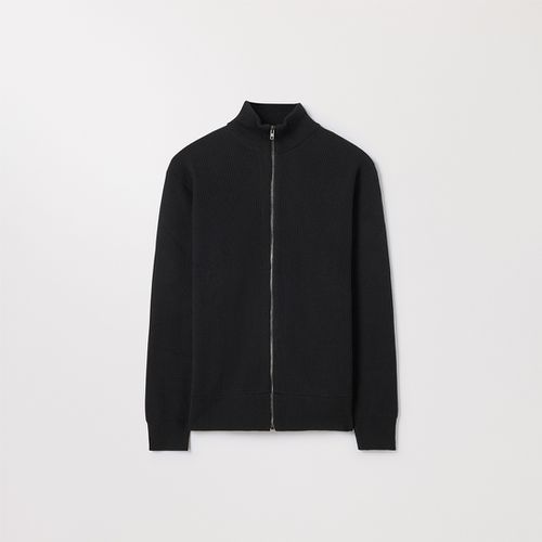 Asket Merino zip-cardigan donkerblauw - Men