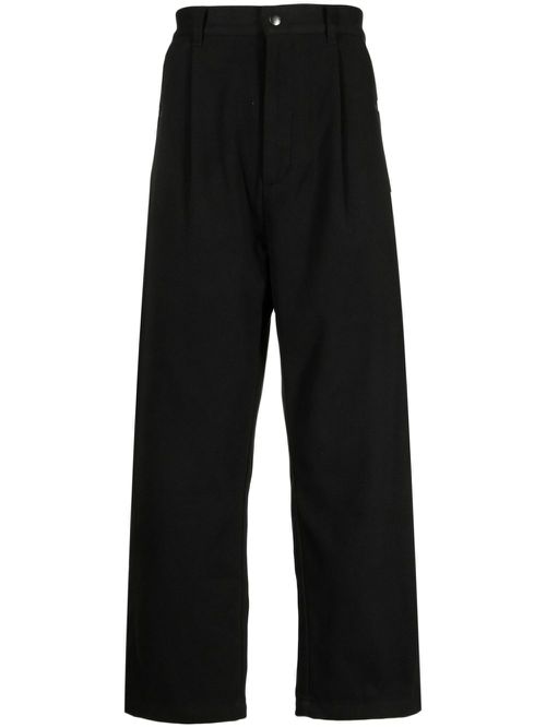 Pleat-detail straight-leg trousers - Black
