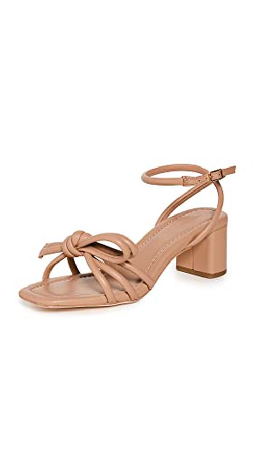 Loeffler Randall Women's Mikel Leather Bow Mid-Heel Sandals