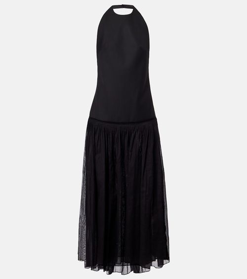 Róhe Pleated wool-blend muslin maxi dress