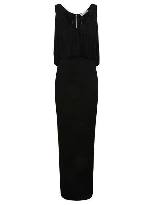 Ruffle Detail Sleeveless Slim Long Dress