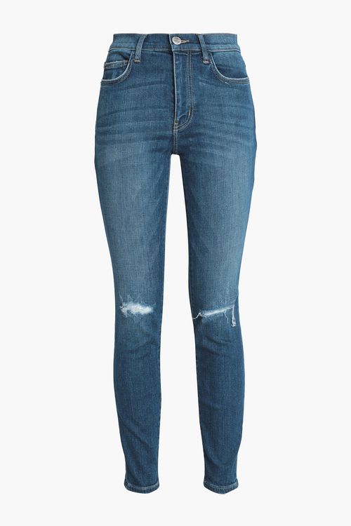 Joey Dark Destroy distressed high-rise skinny jeans - Blue - 24