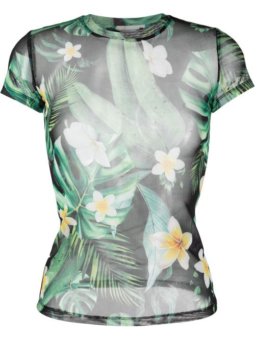 Sheer graphic-print T-shirt - Black