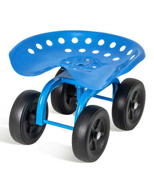 Garden Rolling Workseat with Swivel Seat and Adjustable Height Comfortable and Mobile Garden Tool for Outdoor Tasks - Blue
