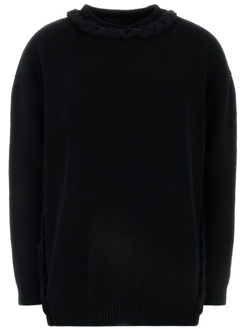 Braid-detail wool jumper - Black