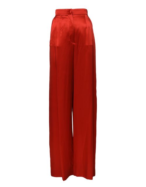 High Waist Wide Leg Trousers — Red