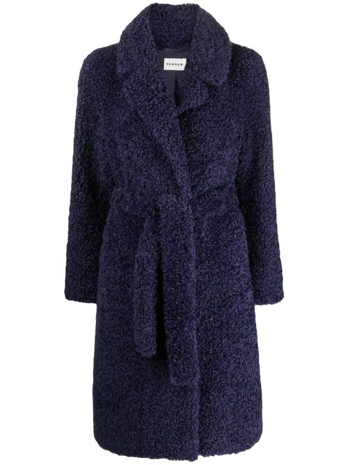 Faux-shearling tied-waist coat - Purple