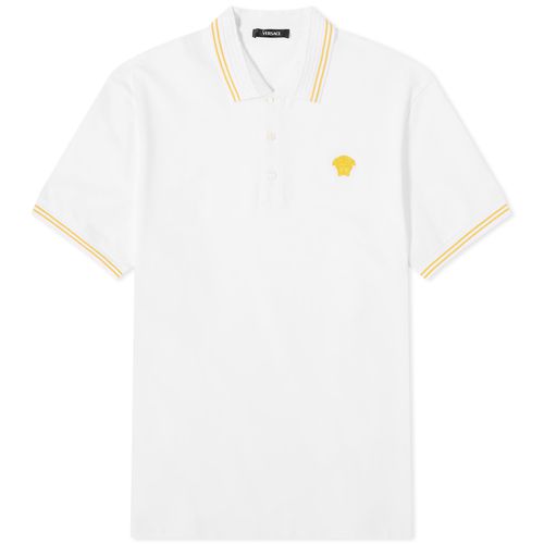 Men's Medusa Polo Shirt in White, Size Medium
