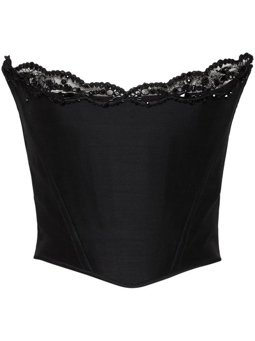 Lace-detail corset top - Black