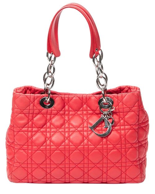 Red Cannage Lambskin Leather Small Soft Shopping Tote (Authentic Pre-  Loved)