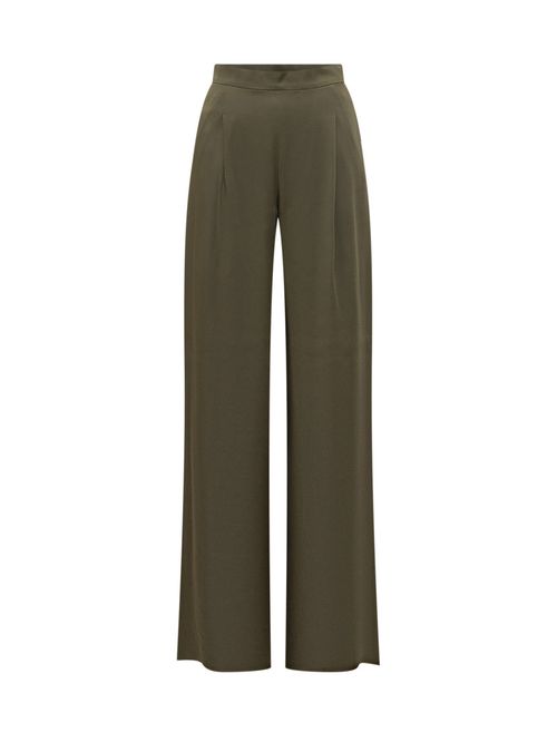 Green Relaxed Flat Front Pants