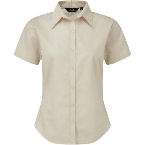 Short Sleeve Poplin Blouse Plain Work Shirt