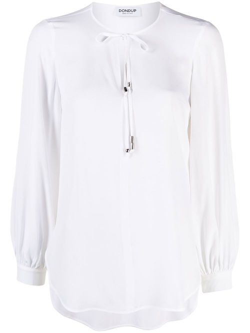 Tie-front long-sleeved blouse - White