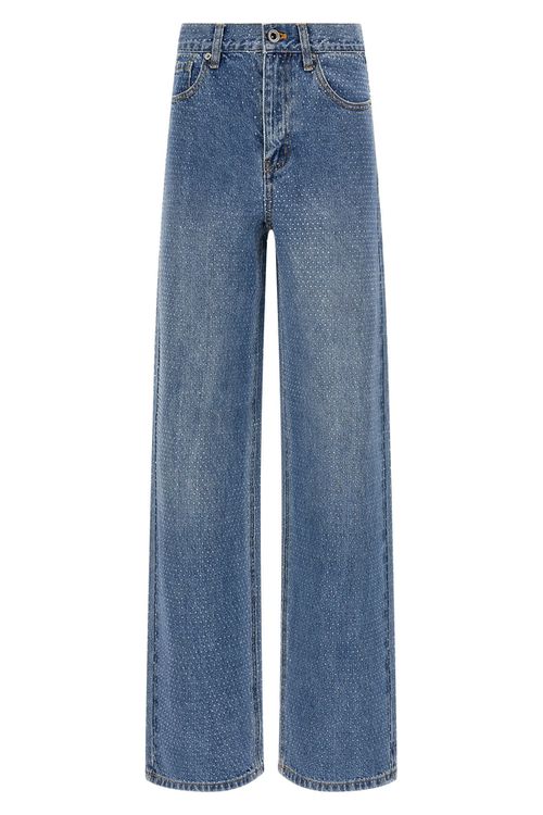 'Rhinestone Denim Straight Leg' Jeans