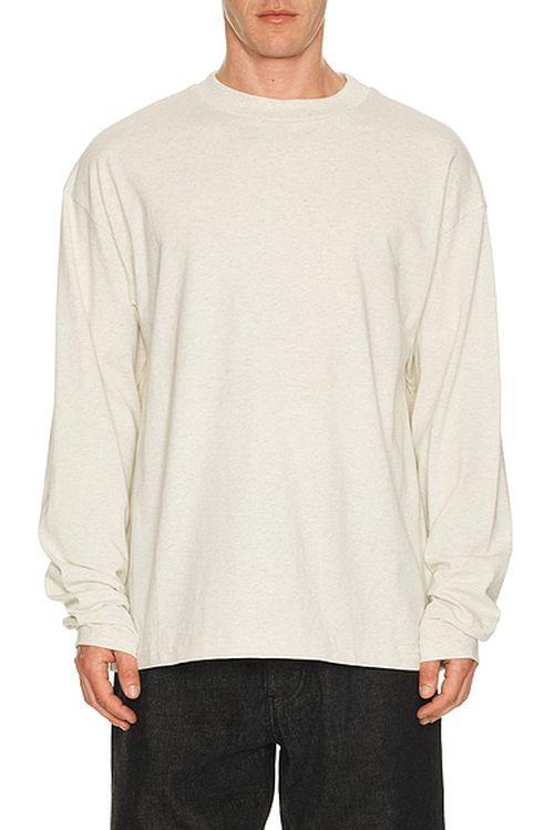 Fear of God ESSENTIALS Classic Long Sleeve Tee in Oatmeal Heather - Grey. L also in M, S, XL/1X, XS, XXL/2X