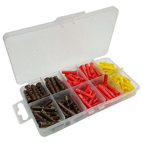 Assortment of Standard /Colour Wall Plugs, 240 Pieces in a 10 Compartment Carry Case
