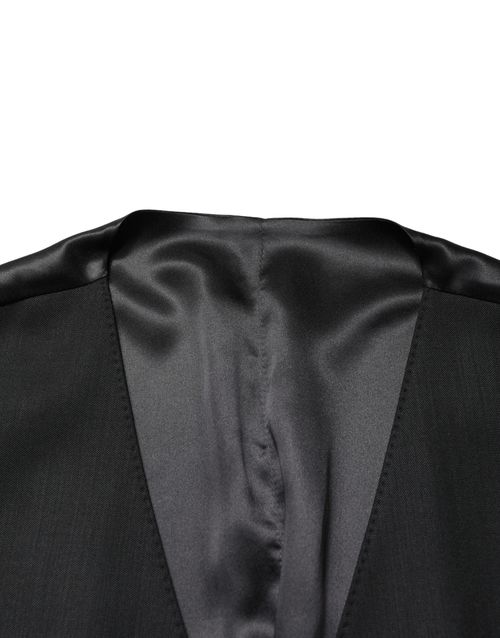 Wool Single Breasted Vest — Black