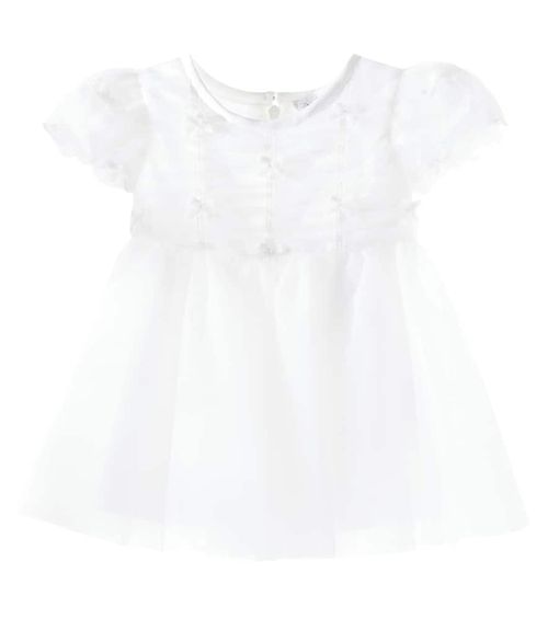 Baby bow-detail ruched tulle dress