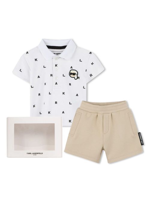 Ikonik Karl-patch shorts set - Neutrals