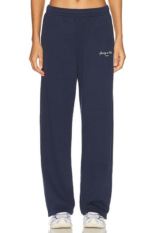 Sporty & Rich Syracuse Wide Sweatpant in Dark Navy - Navy. L also in M, S