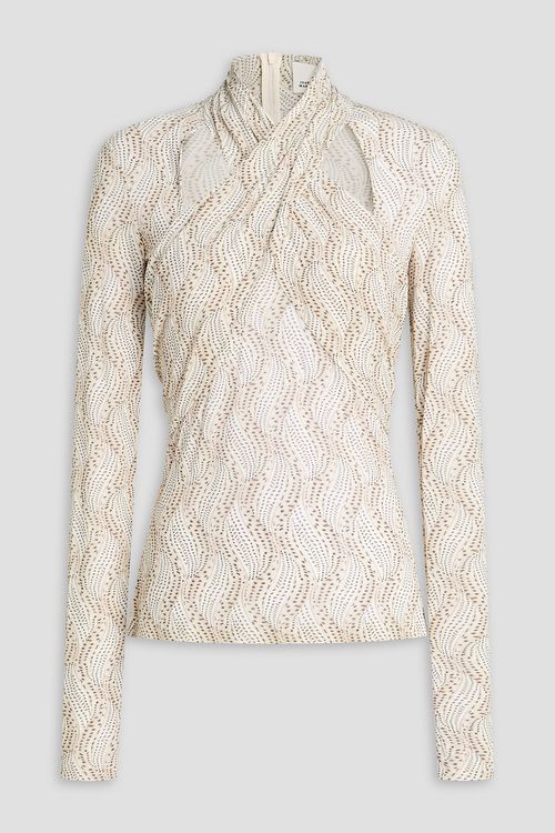 Powena cutout printed stretch-jersey top - White - FR 38