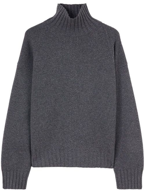 High-neck ribbed-knit jumper - Grey