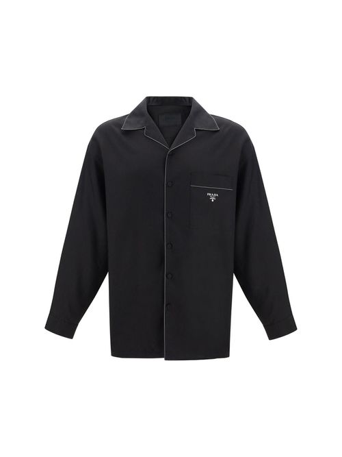 Contrasting-trim Button-up Pyjama Shirt