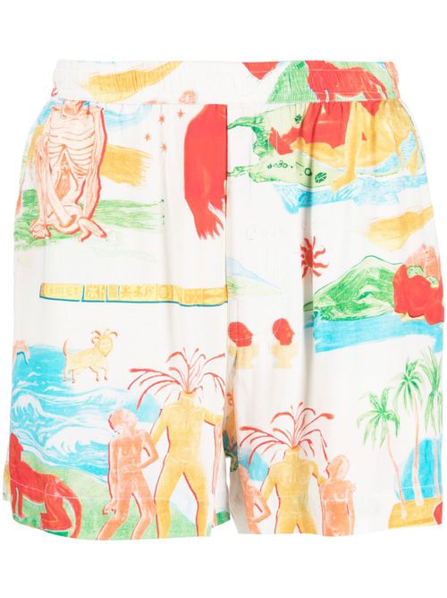 Far Away Places printed shorts - White