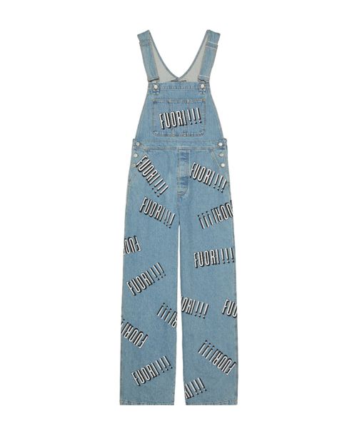 Fuori slogan denim overalls