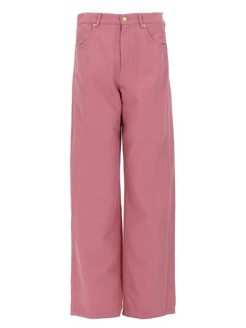 Pantalone cinque tasche in cotone e lino