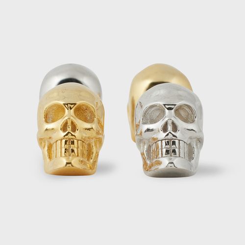 Mixed Metal Skull Cufflinks Multicolour