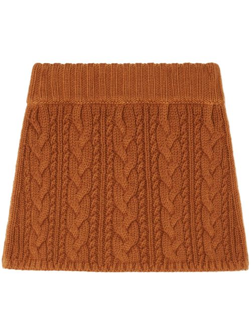 Cable-knit mid-rise skirt - Orange