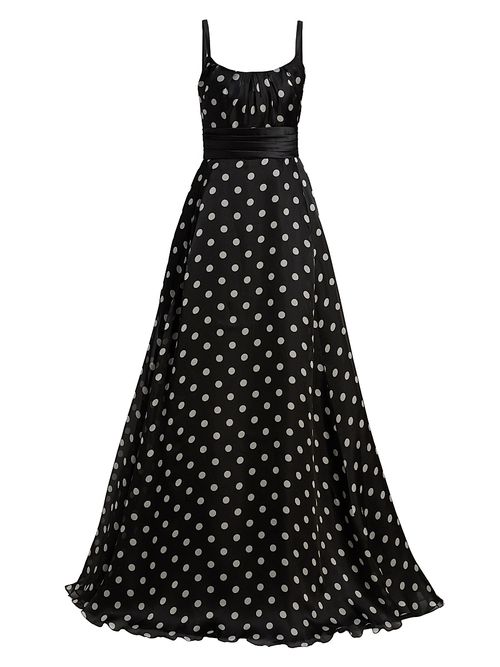 Women's Polka Dot Organza Ballgown - Black White